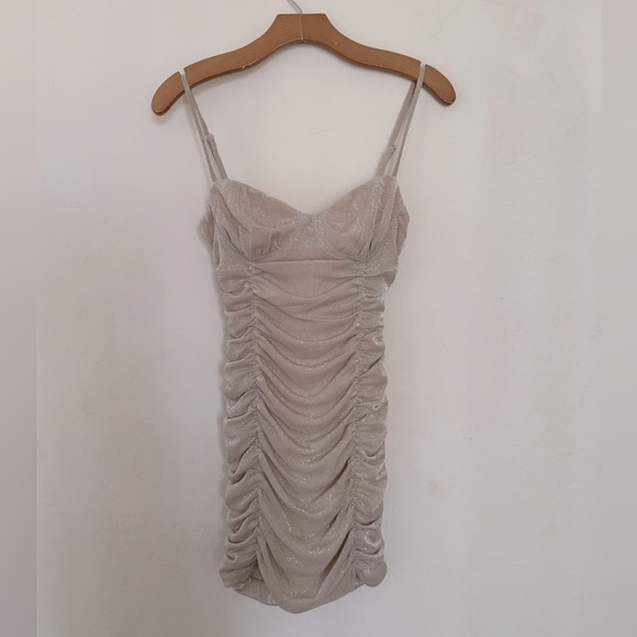 NWT Princess Polly Rabara Metallic Champagne Mini Dress Size 4 / Small - Picture 5 of 10